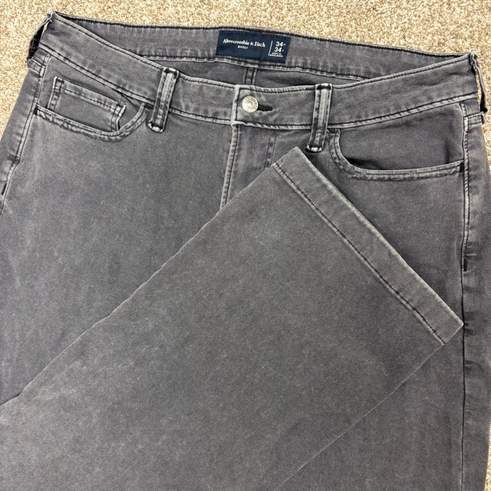 Abercrombie & Fitch Baggy Jeans Mens 34x34 Faded Gray Black 90s Wide Leg Loose